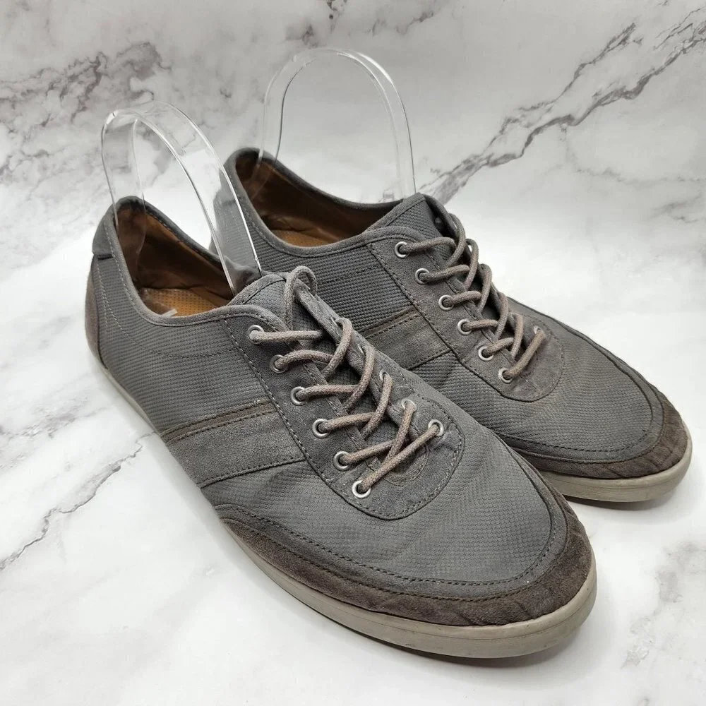 Zara Man Suede Grey Laced Slip On Sneakers Flats Shoes Size 10 (EU 43)